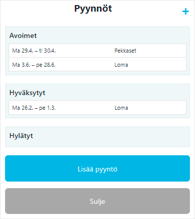 Omat poissaolopyynnöt